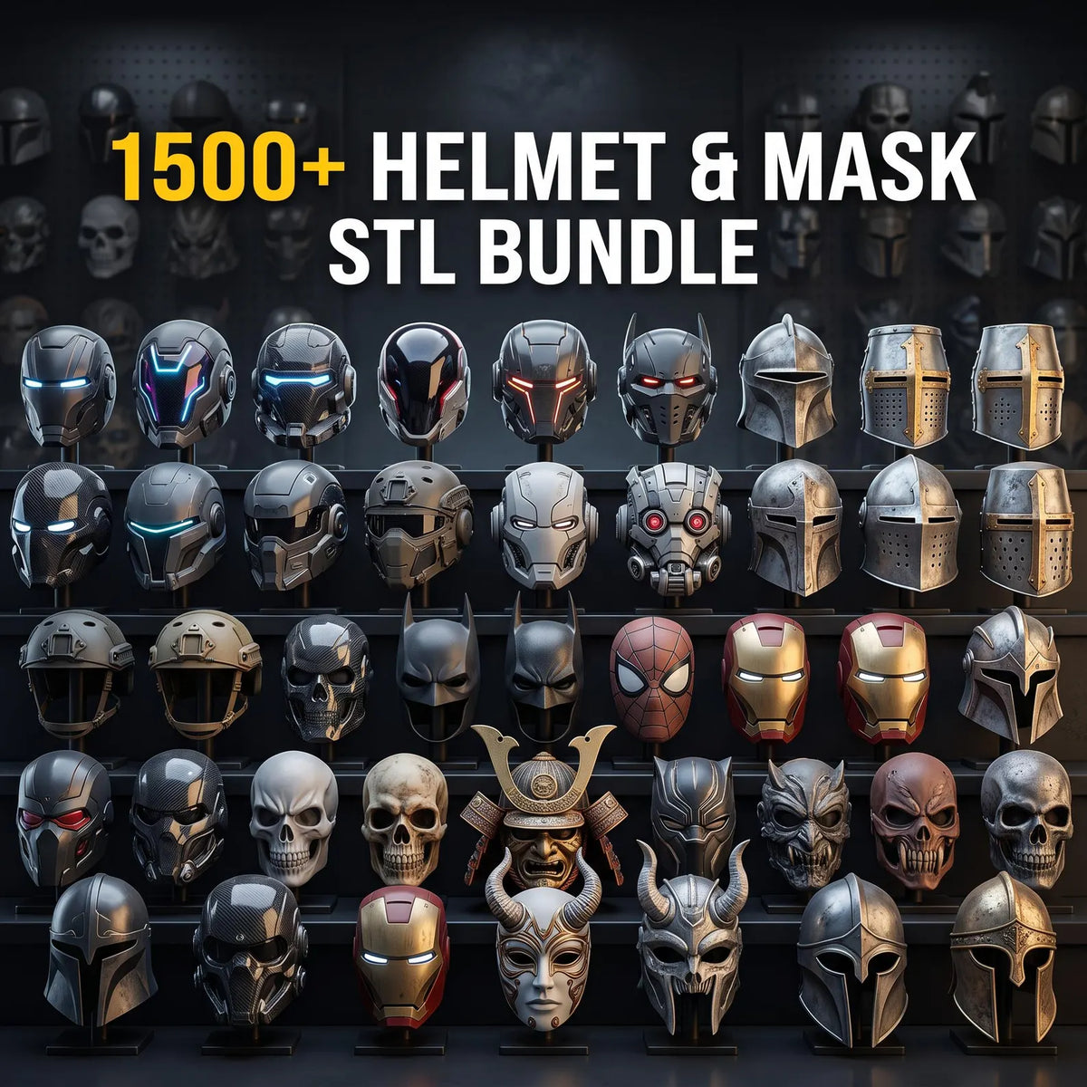 1000+ Helmet & Mask STL Bundle | 300GB Wearable Cosplay 3D Print Files