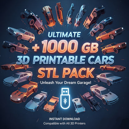 1000 GB+ Car STL Models Bundle | 3D Print Files (Digital Download)