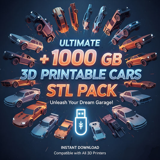 1000 GB+ Car STL Models Bundle | 3D Print Files (Digital Download)