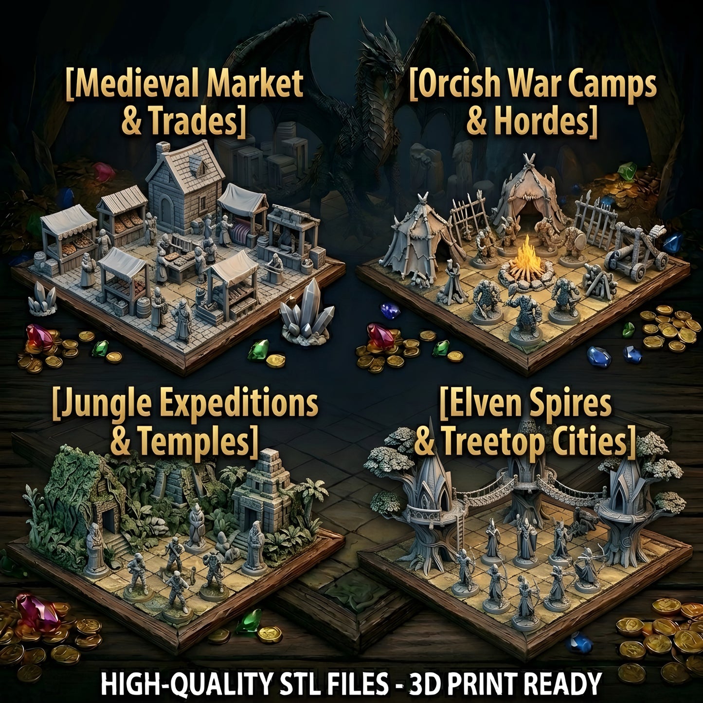300,000+ Tabletop Miniatures STL Bundle, Heroes, Monsters, Terrain (Commercial Use)