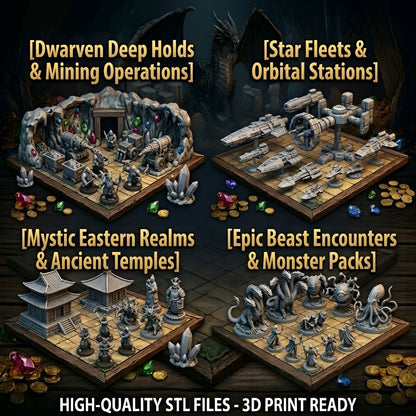 300,000+ Tabletop Miniatures STL Bundle, Heroes, Monsters, Terrain (Commercial Use)