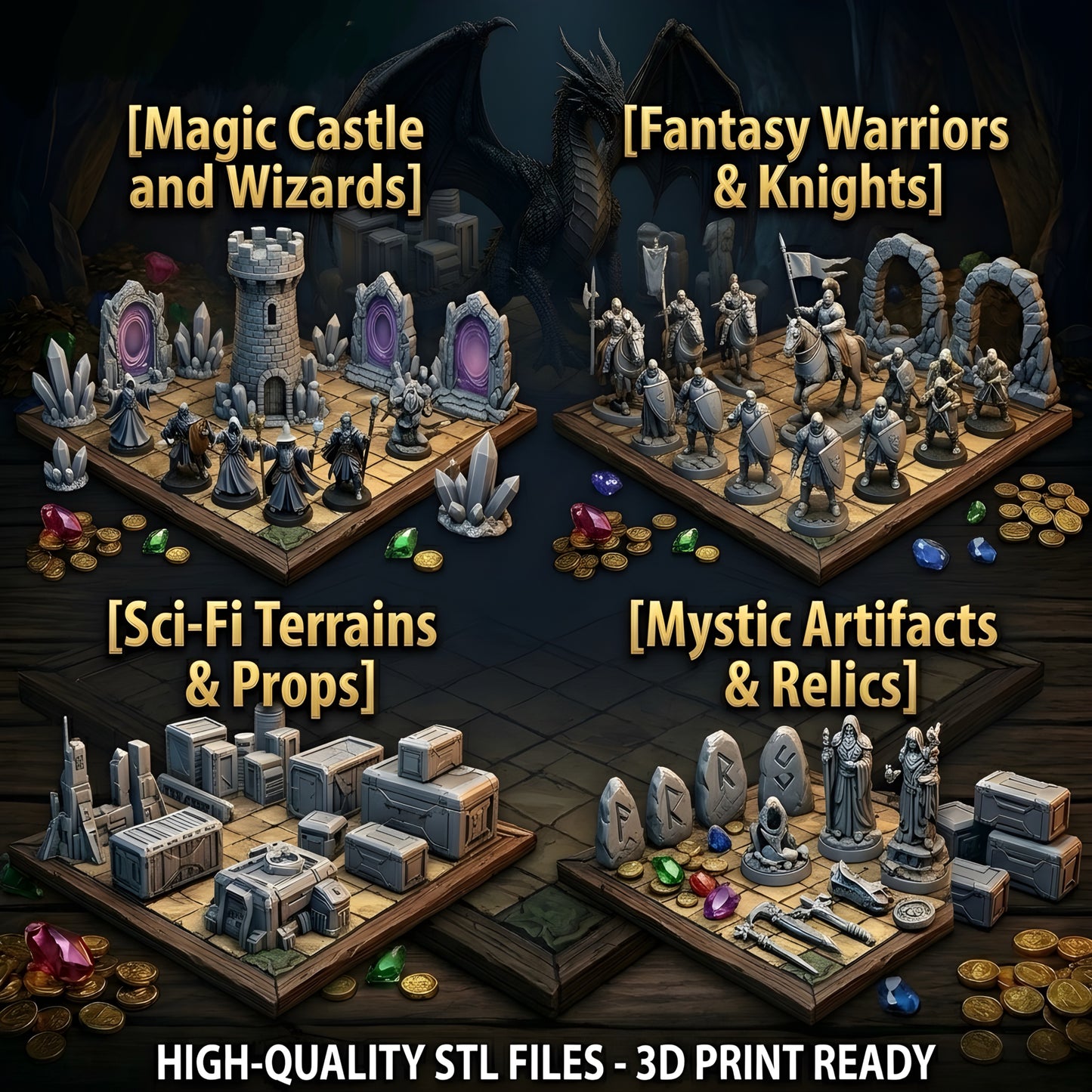 300,000+ Tabletop Miniatures STL Bundle, Heroes, Monsters, Terrain (Commercial Use)