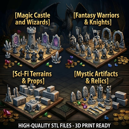 300,000+ Tabletop Miniatures STL Bundle, Heroes, Monsters, Terrain (Commercial Use)