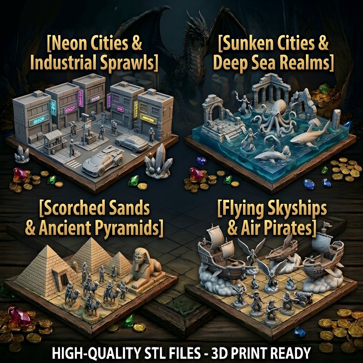 300,000+ Tabletop Miniatures STL Bundle, Heroes, Monsters, Terrain (Commercial Use)