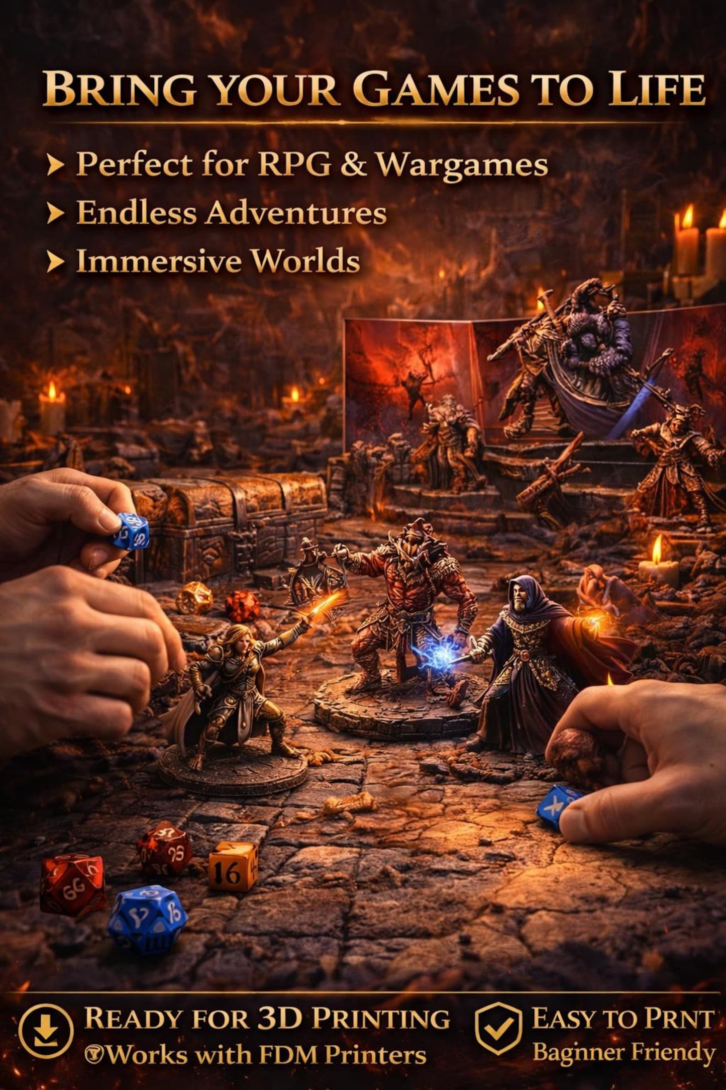 300,000+ Tabletop Miniatures STL Bundle, Heroes, Monsters, Terrain (Commercial Use)