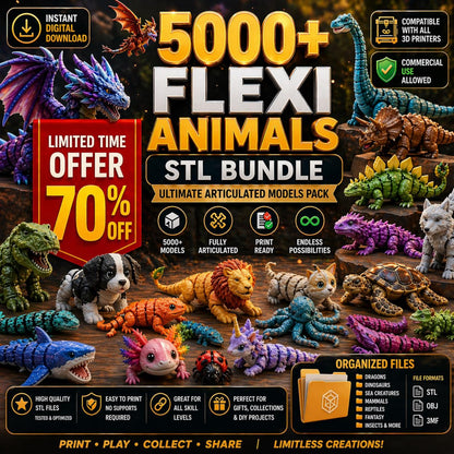 5000+ Flexi Articulated Animal STL Files | Ultimate 3D Print Toy Bundle