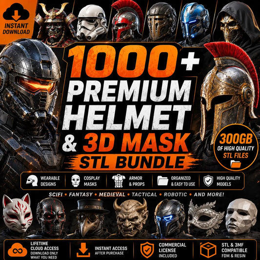 1000+ Helmet & Mask STL Bundle | 300GB Wearable Cosplay 3D Print Files